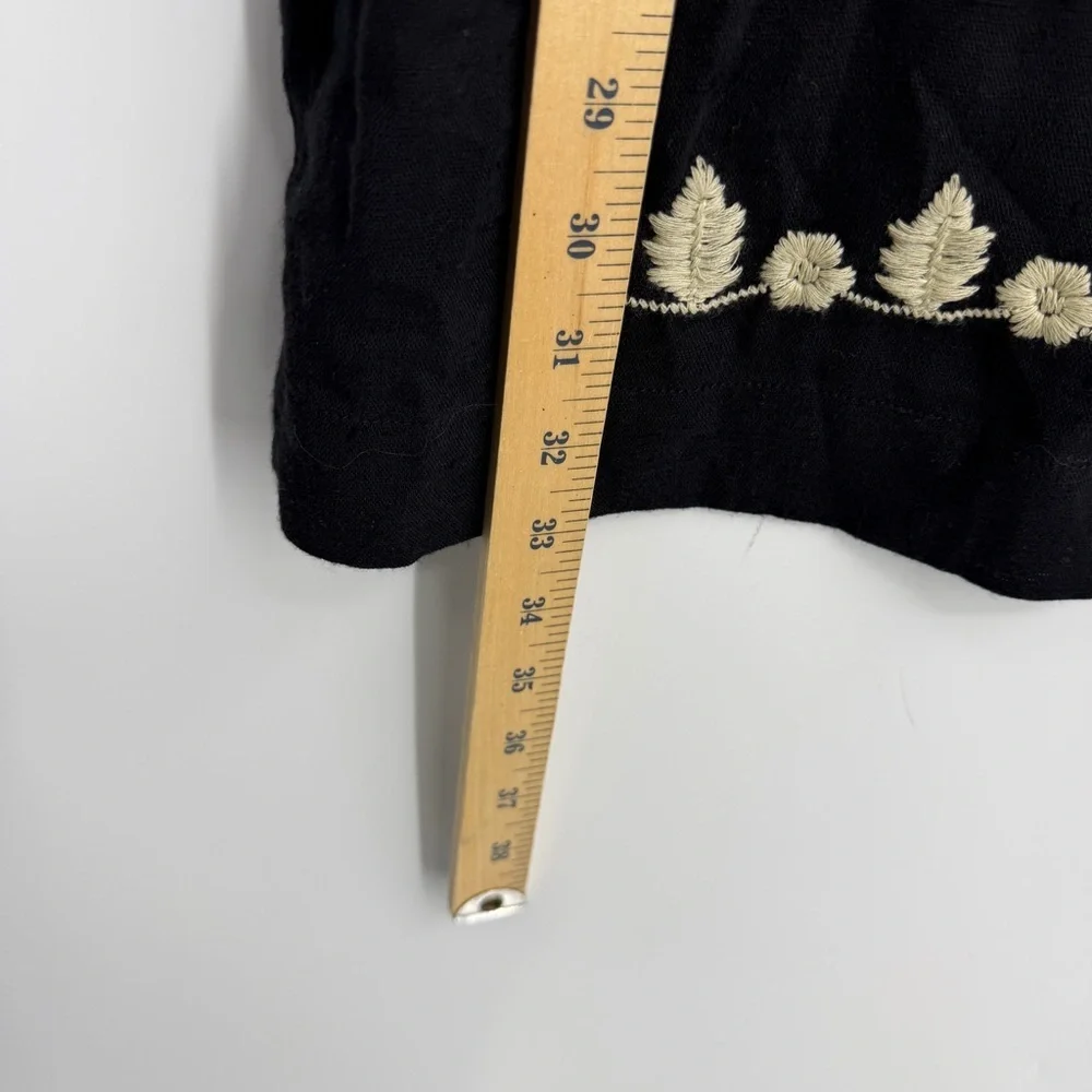 Free People Black Mini Dress with Cream Floral Embroidery